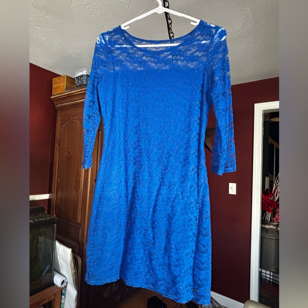 Blue mini dress with lace